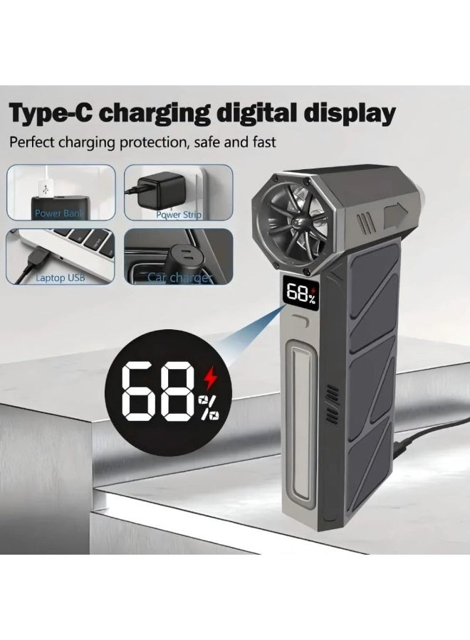 TEGRILO Cordless Handheld Air Blower With Vaccum Suction, High Speed 130000RPM Jet Fan Mini Blower, 4 Speed Adjustable Wind Power, LED Turbo Jet Dry Blower for Keyboard Computer Car Outdoor Home - Image 4